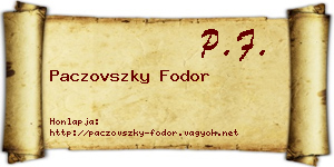 Paczovszky Fodor névjegykártya